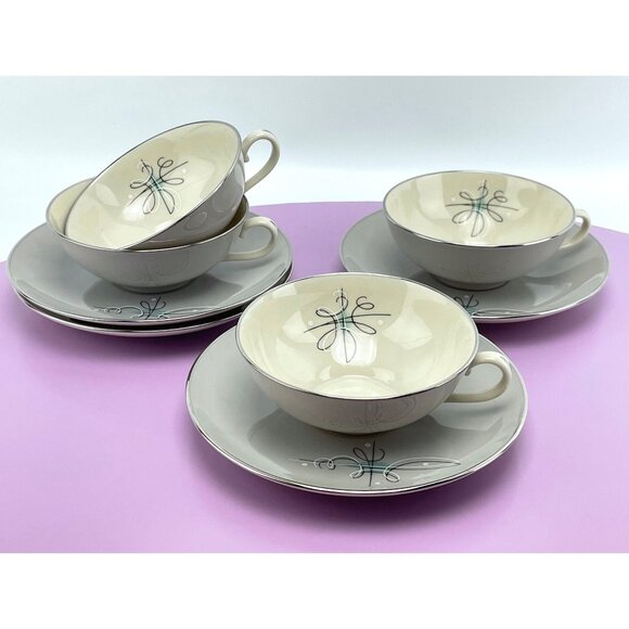 Vintage 50s cups and saucers set, Encore Franciscan fine china, tea for 2 - Picture 5 of 10